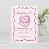 Invitation Gâteau de demoiselle d'honneur Rose Rétro Cœur Coq (Debout devant)