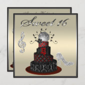 Invitation Gâteau de diva de disco du bonbon 16, talons (Devant / Derrière)