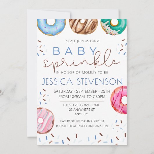 Invitation Gâteau de donuts bébé Shower Baby Sprinkle (Devant)