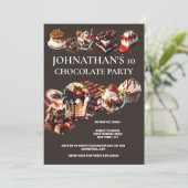 Invitation Gâteau de fête chocolat dessert glace d'été enfant (Debout devant)