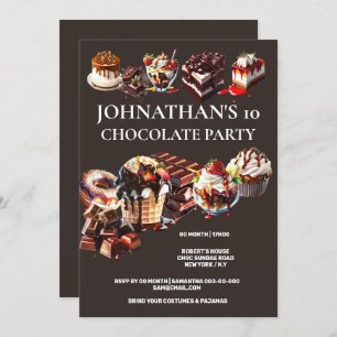 Invitation Gâteau de fête chocolat dessert glace d'été enfant