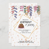 Invitation Gâteau de fête d'anniversaire (Devant / Derrière)