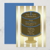 Invitation Gâteau de fête d'anniversaire adulte avec accent b (Devant / Derrière)