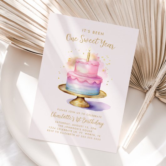 Invitation Gâteau de fête du 1er anniversaire de la fille