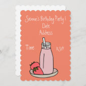 Invitation Gâteau de fête rétro avec Milkshake aux fraises ro (Devant / Derrière)