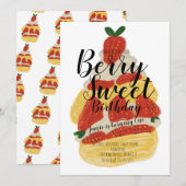 Invitation Gâteau de fraise soirée dessert  (Devant / Derrière)