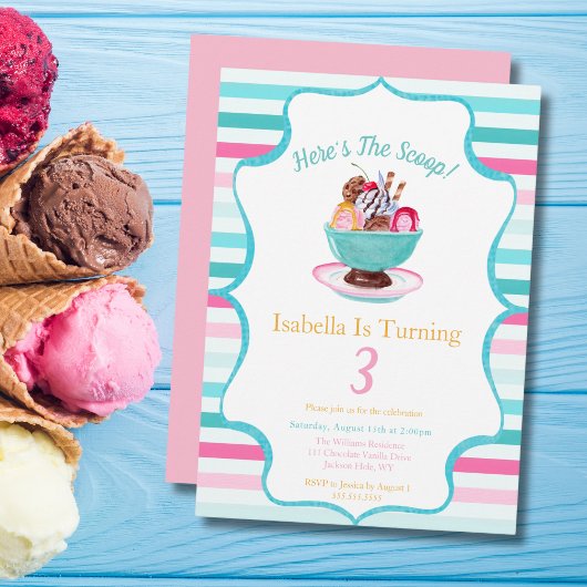 Invitation Gâteau de glace à l'aquarelle Anniversaire