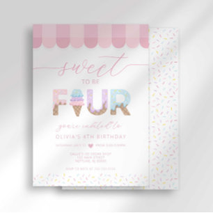 Invitation Gâteau de glace d'anniversaire aux paillettes rose
