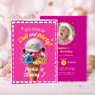 Invitation Gâteau de glace d'anniversaire Chill and Party