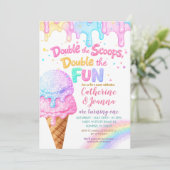 Invitation Gâteau de glace d'anniversaire Double the Scoops P (Debout devant)