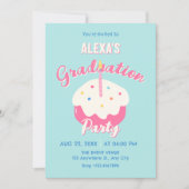 Invitation Gâteau de graduation bleu rose (Devant)