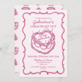 Invitation Gâteau de la Saint-Valentin rose rétro Coquette Ch (Devant / Derrière)