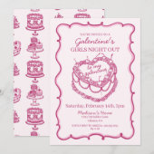 Invitation Gâteau de la Saint-Valentine Rose Rétro Cœur Coque (Devant / Derrière)