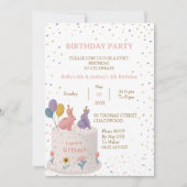 Invitation Gâteau de lapin mignon pour l'anniversaire commun (Devant)