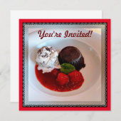 Invitation Gâteau de lave au chocolat - fraises et glace (Devant / Derrière)