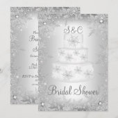Invitation Gâteau de mariage à monogramme flocon de neige Bab (Devant / Derrière)