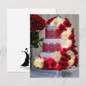 Invitation Gâteau de Mariage avec Bouquet, Anneaux et Voile (Devant / Derrière)