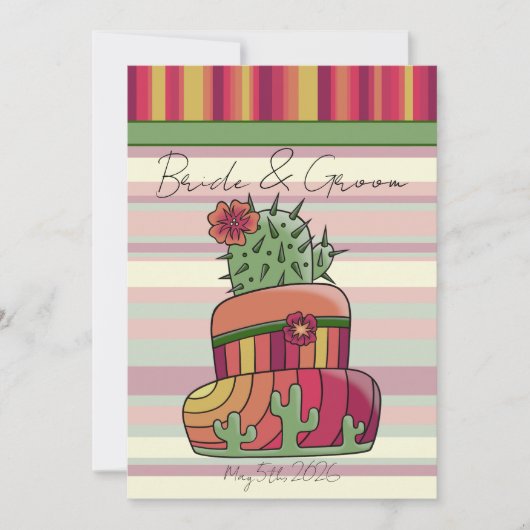 Invitation Gâteau de mariage Cactus (Devant)