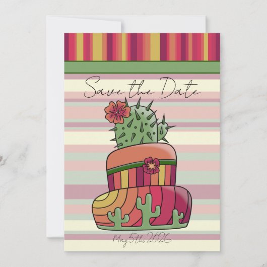 Invitation Gâteau de mariage Cactus "Save the Date" (Devant)