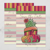 Invitation Gâteau de mariage Cactus "Save the Date" (Devant / Derrière)