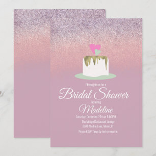 Invitation Gâteau de Mariage en Paillettes de Feuille à Une É