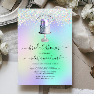 Invitation Gâteau de Mariage Glamour Holographique Enterremen