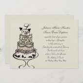 Invitation Gâteau de Mariage Monogramme / Mariage (Devant / Derrière)