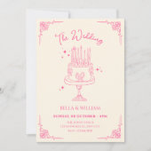 Invitation Gâteau de mariage rose mignon (Devant)