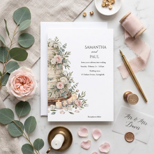 Invitation Gâteau de mariage rustique