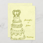 Invitation Gâteau de mariage vintage (Devant / Derrière)