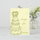 Invitation Gâteau de mariage vintage (Debout devant)