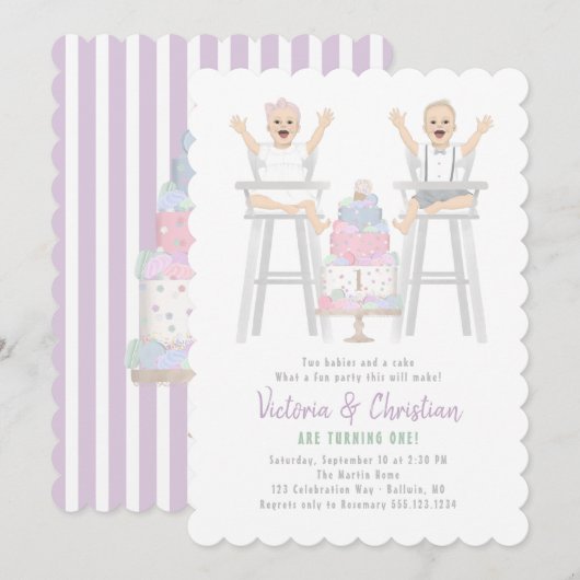 Invitation Gâteau de mash pour les Twinning (Devant / Derrière)