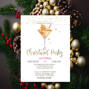 Invitation Gâteau de Noël au gingembre, Cocktail, Lumières Or