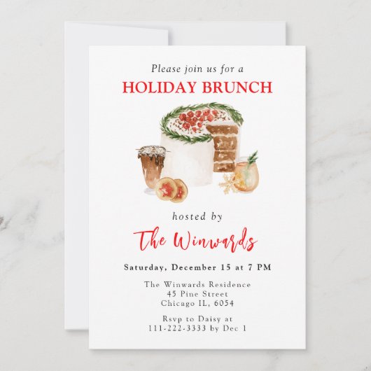 Invitation Gâteau de Noël et biscuits Brunch de Noël (Devant)