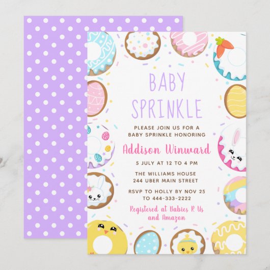 Invitation Gâteau de Pâques Bébé Sprinkle (Devant / Derrière)