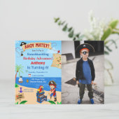 Invitation Gâteau de pirate de fête d'anniversaire Trésor (Debout devant)