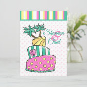 Invitation Gâteau de Plage Tropical (Debout devant)