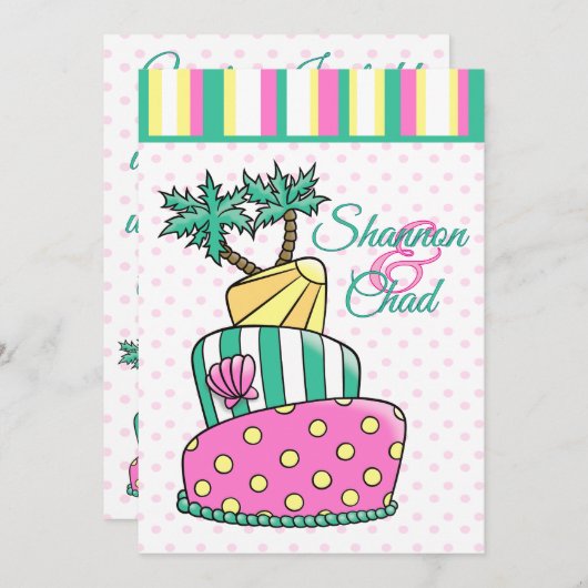 Invitation Gâteau de plage tropicale (Devant / Derrière)