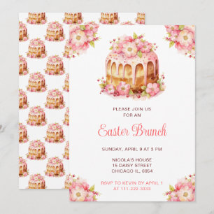 Invitation Gâteau de printemps brunch de Pâques