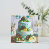 INVITATION GÂTEAU DE TORTLE WHIMSICAL ANNIVERSAIRE (Debout devant)