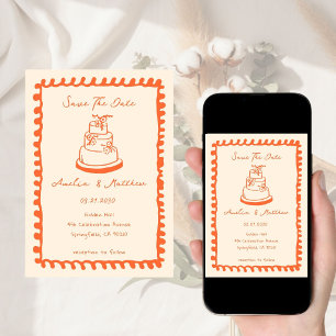 Invitation gâteau dessiné à la main Doodle Mariage Fantaisist