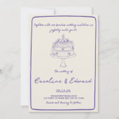 Invitation Gâteau Dessiné à la Main Moderne Rétro Mariage Boh (Devant)