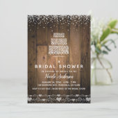Invitation Gâteau Diamant Strass Bois Rustique Réception de M (Debout devant)