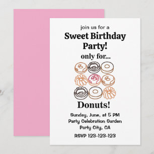 Invitation Gâteau Donut Drôle Joyeux Anniversaire
