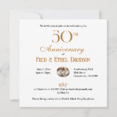 INVITATION GÂTEAU DU 50E ANNIVERSAIRE MARIAGE D'ORNATE (Dos)