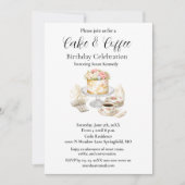 Invitation Gâteau Élégant & Café Fête d'anniversaire (Devant)