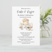 Invitation Gâteau Élégant & Café Fête d'anniversaire (Debout devant)
