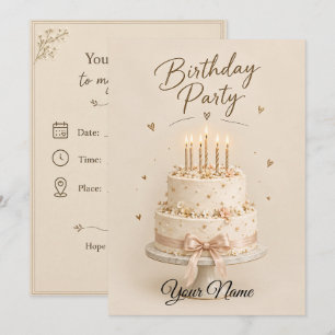 Invitation Gâteau élégant de fête d'anniversaire