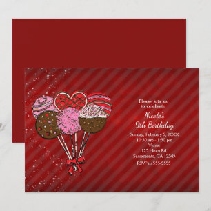 Invitation Gâteau en forme de sucette pour la Saint-Valentin