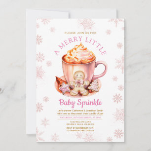Invitation Gâteau en pain d'épice flocon de neige rose Bébé S